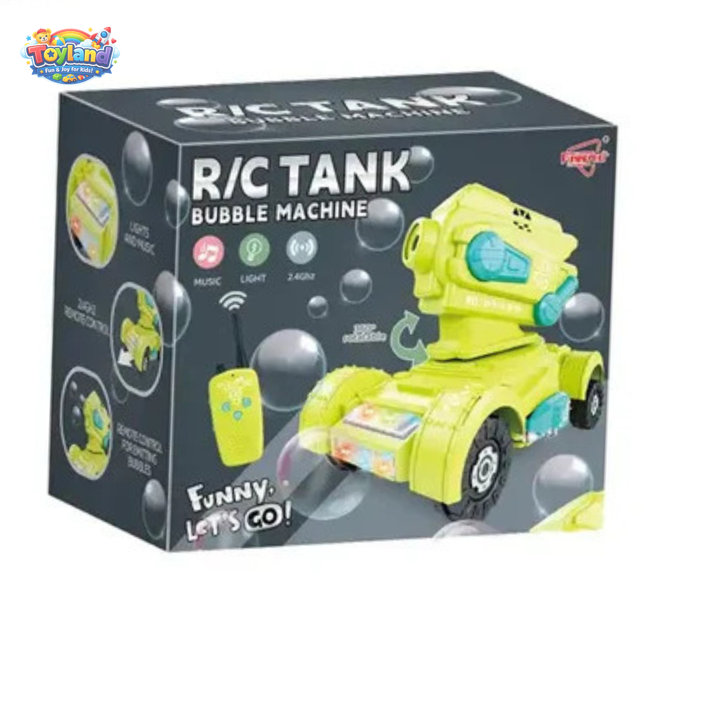 R/C Tank Bubble Machine for Kids – 4WD Remote Control Stunt Car with Automatic Bubble Blaster & LED Lights