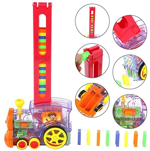 Automatic Domino Laying Toy Train Set – Electric Educational Toy with 60 Pcs & Lights
