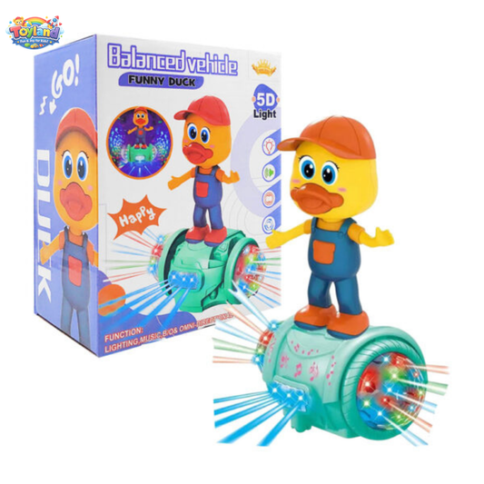 Funny Duck Balanced Vehicle Toy for Kids – 360° Rotating Musical Toy with 5D LED Lights & Sound