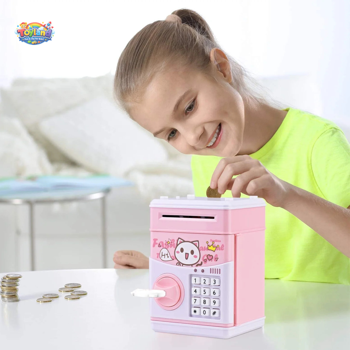 Musical Bear Treasure Safe – Electronic Money Box with Physical Key & Nursery Rhymes