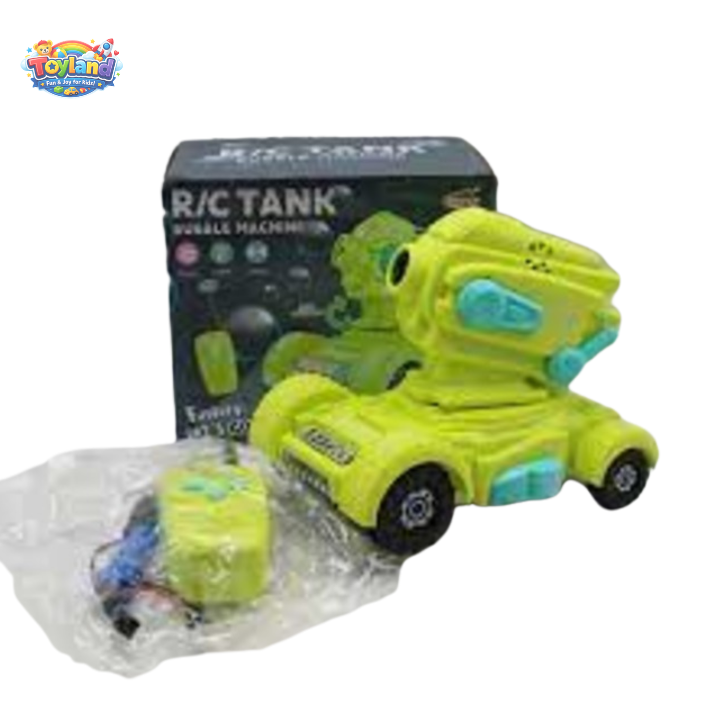 R/C Tank Bubble Machine for Kids – 4WD Remote Control Stunt Car with Automatic Bubble Blaster & LED Lights