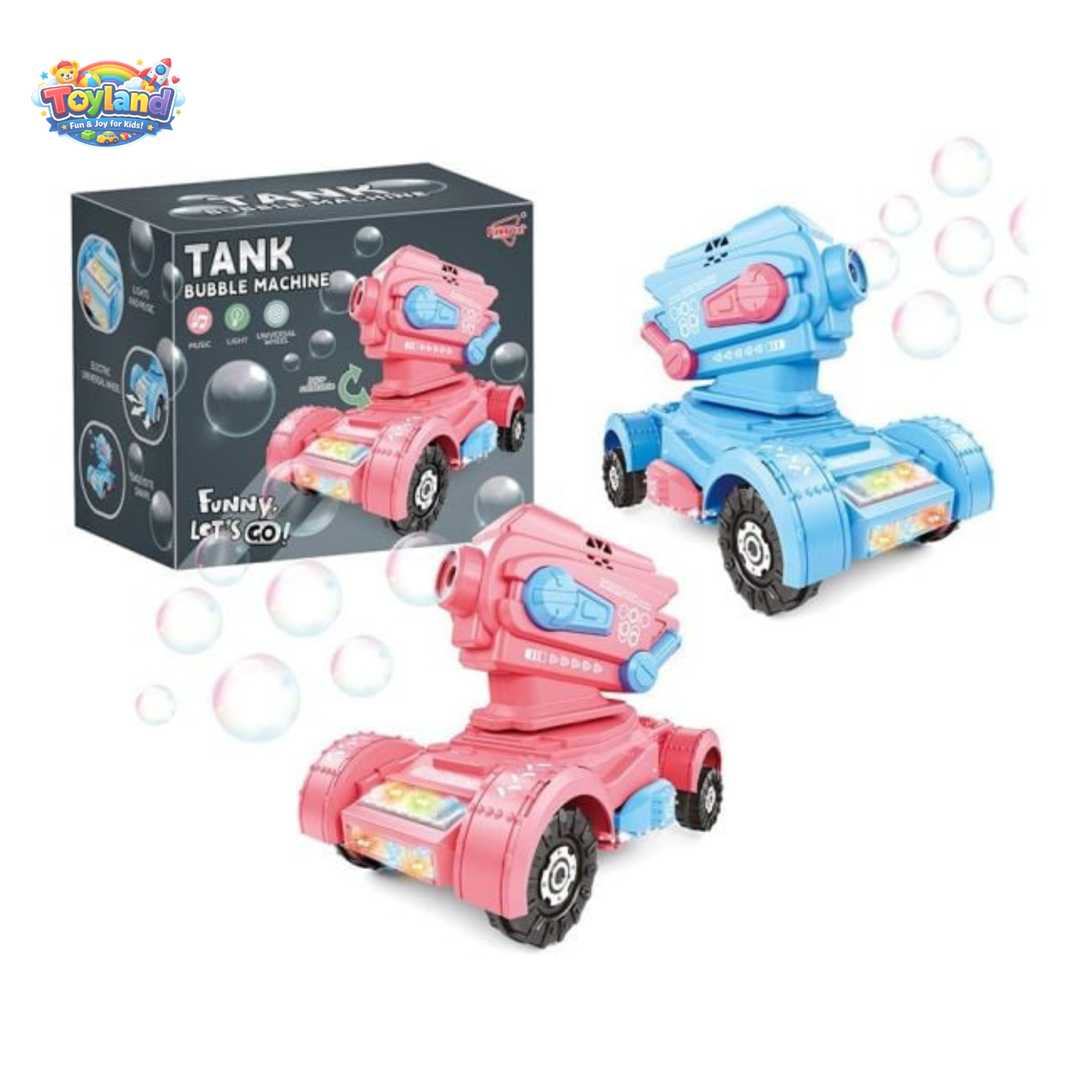 R/C Tank Bubble Machine for Kids – 4WD Remote Control Stunt Car with Automatic Bubble Blaster & LED Lights
