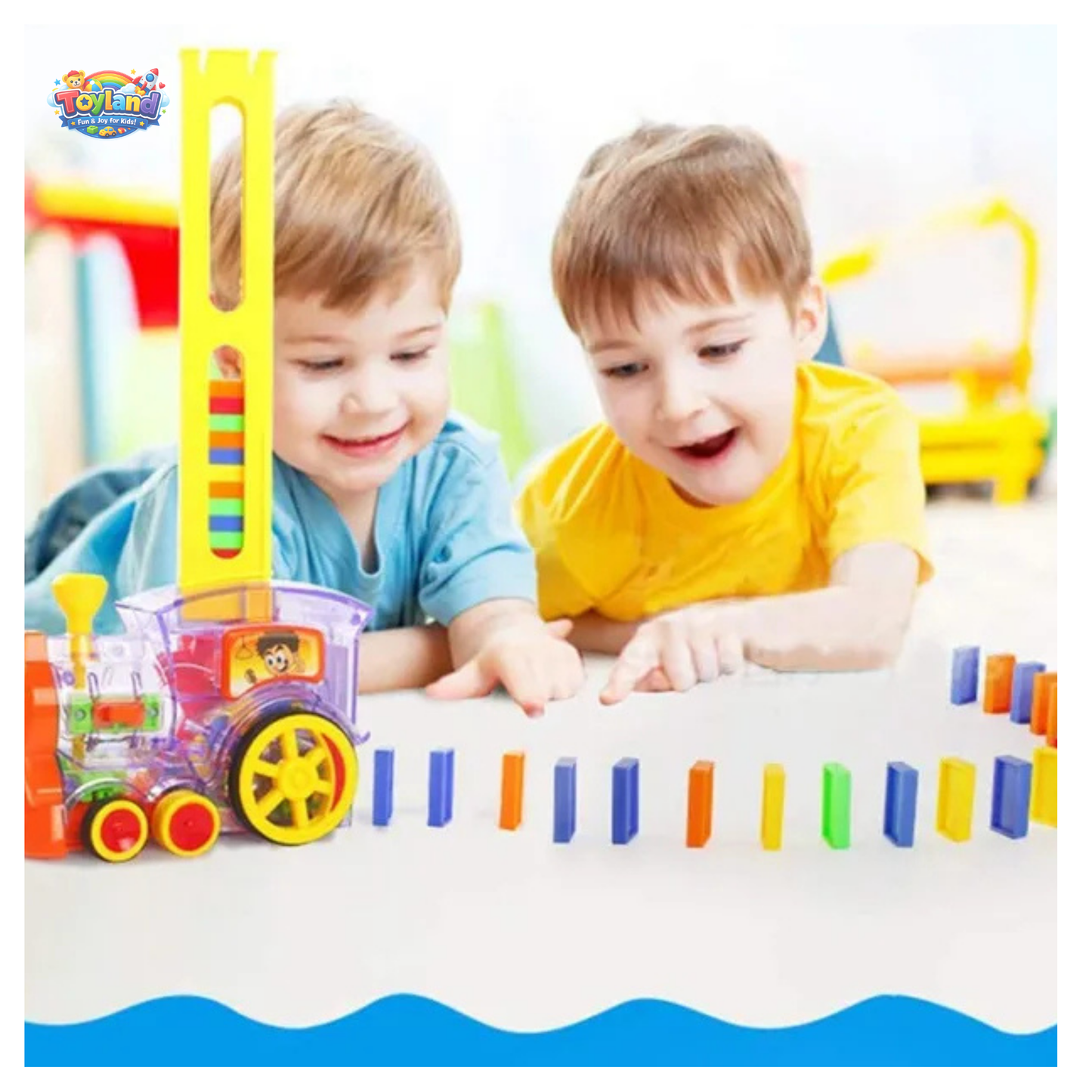 Automatic Domino Laying Toy Train Set – Electric Educational Toy with 60 Pcs & Lights