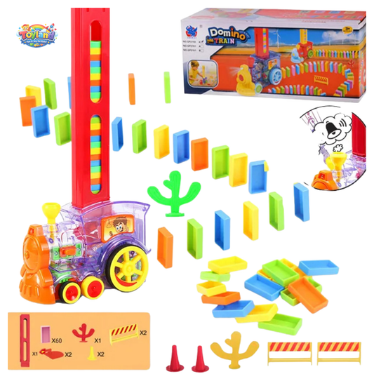 Automatic Domino Laying Toy Train Set – Electric Educational Toy with 60 Pcs & Lights
