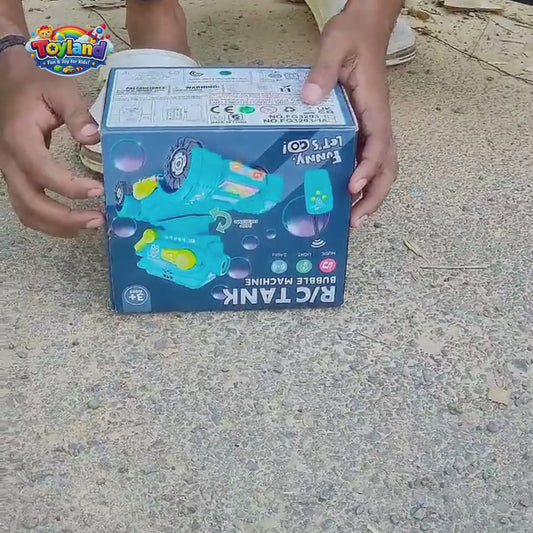 R/C Tank Bubble Machine for Kids – 4WD Remote Control Stunt Car with Automatic Bubble Blaster & LED Lights